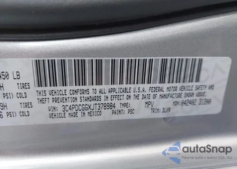 2018 Dodge Journey Crossroad from USA, damaged, VIN 3C4PDCGGXJT378984